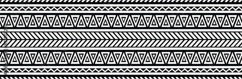 Polynesian pattern tribal tattoo border. Tribal tattoo geometric fore arm samoan band.Tattoo eps forearm samoan sleeve bracelet.Fabric seamless isolated hawaiian pattern on white background.