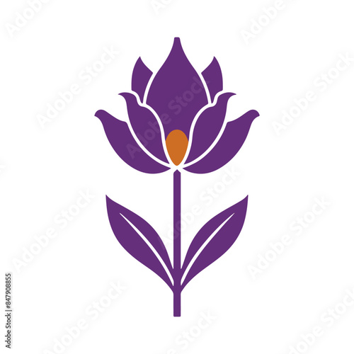 Flower minimal logo vector with color purple and orange 