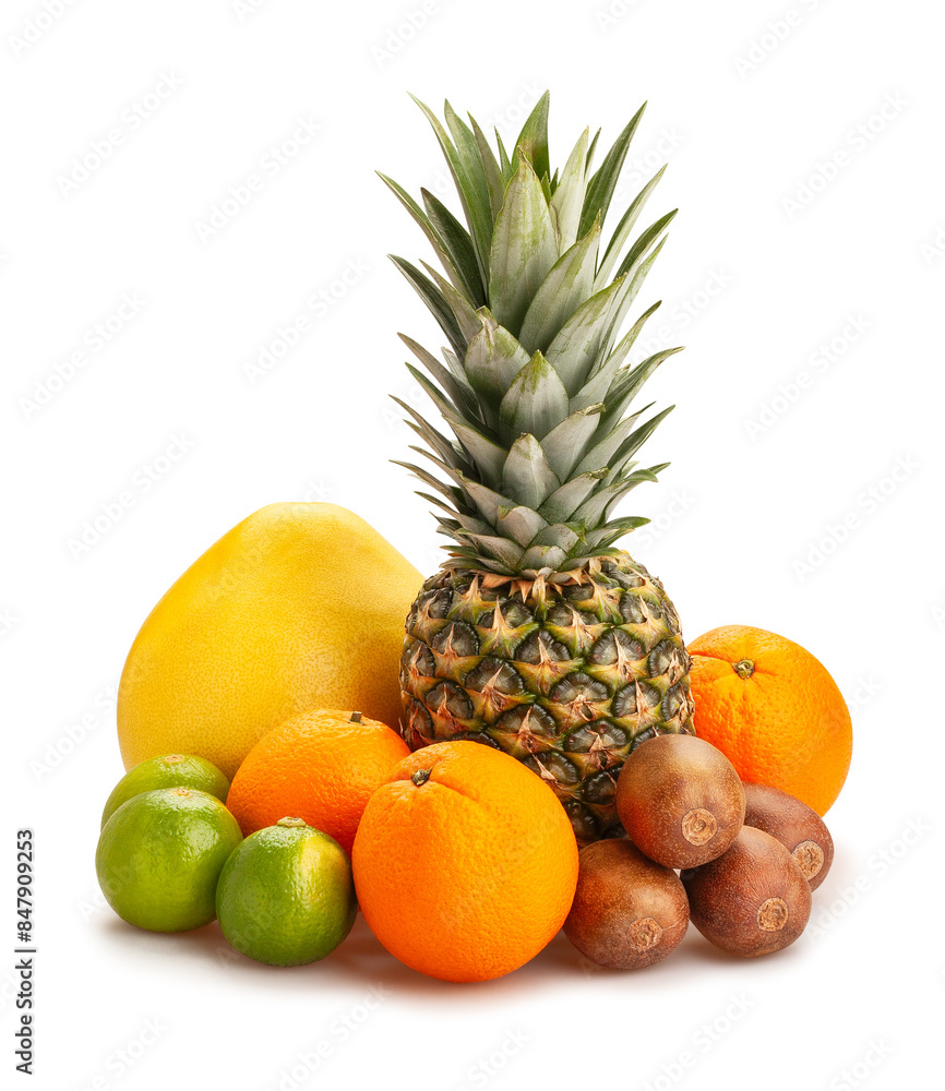 tropical fruit mix path isolated on white tropical fruit mix path isolated on white