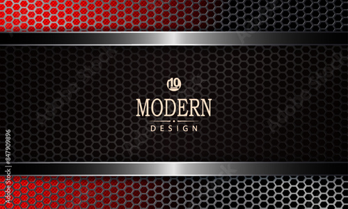 Background with a metal grille and a frame of red and black shades.