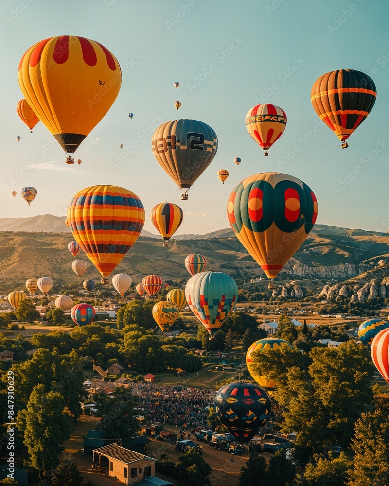 Obraz premium a bunch of hot air balloons flying in the sky