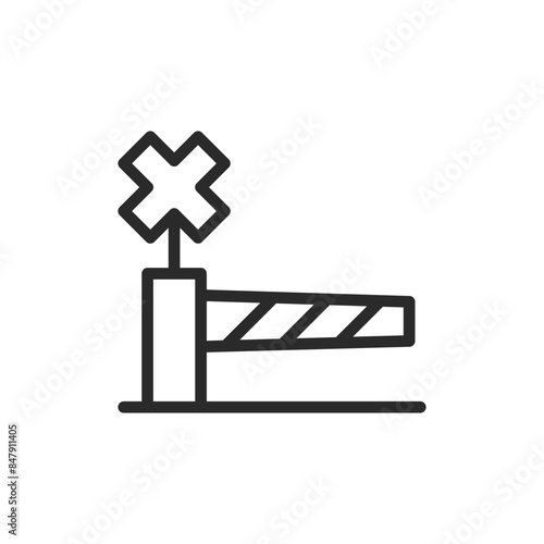 Railway crossing barrier, linear style icon. railway crossing or safety barrier. Editable stroke width.
