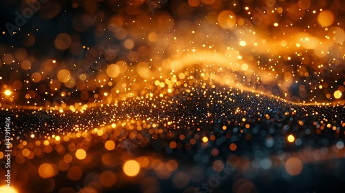 golden particles scattered like glitter on a black background