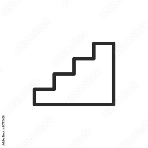 Simple staircase, linear style icon. basic staircase. Editable stroke width.