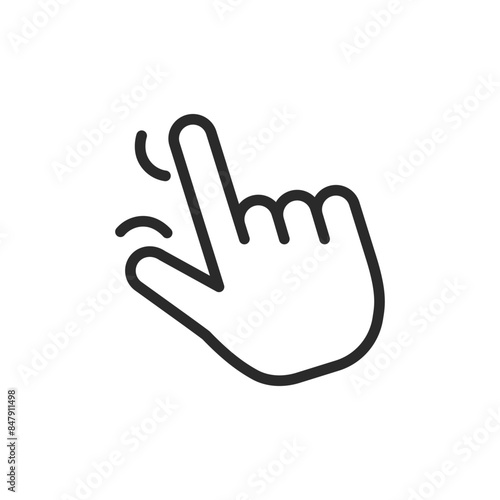Pinch gesture, linear style icon. Index finger and thumb together. pinching or taking something with fingers, or touch screen interaction. Editable stroke width