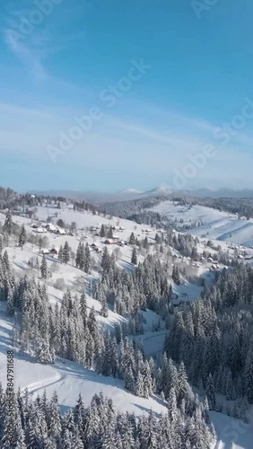 Wallpaper Mural Aerial view of beautiful snow forrest during winter Torontodigital.ca