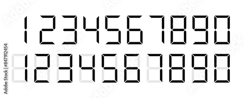 Black digital numbers. Digital clock numbers. Vector illustration