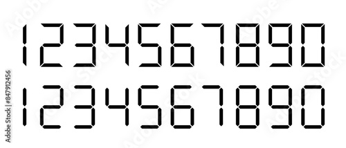 Black digital numbers. Digital clock numbers. Vector illustration