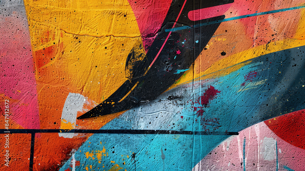 Naklejka premium Abstract graffiti paintings on a concrete wall. Background texture..