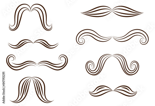 Male Mustache Set. Vintage fashion and grooming concept vector