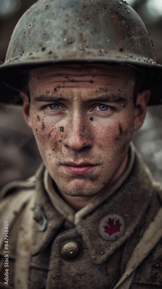 World War I Canadian Soldier in Uniform.