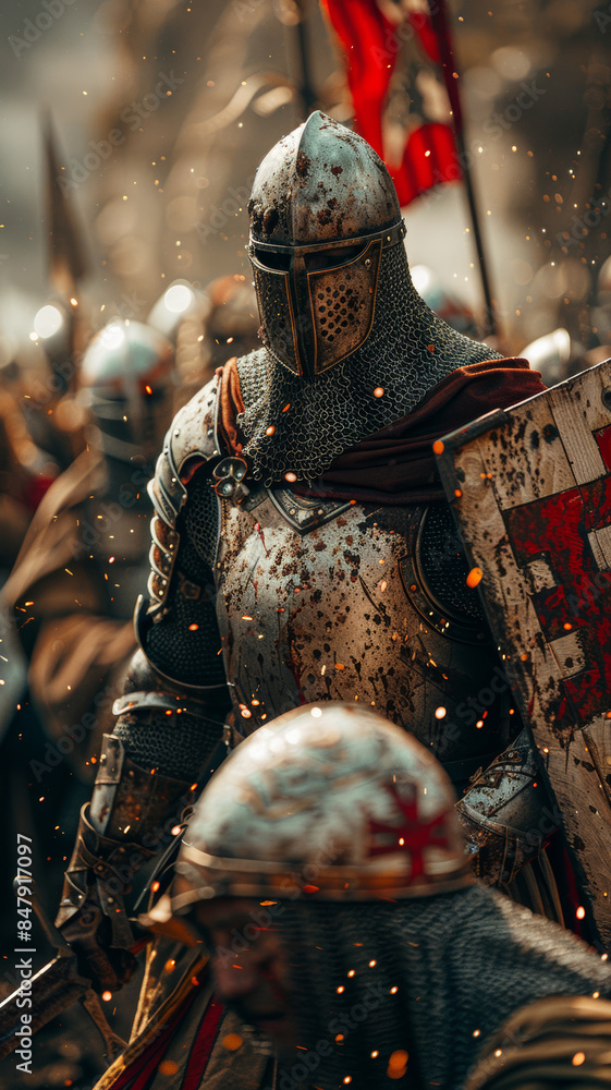 Knight with Sword and Shield in Action Knight with Sword and Shield in Action