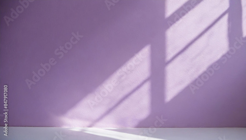 light background of purple empty wall with shadows, highlights and sun rays, summer spring background wallpaper for product presentation, abstract minimalistic