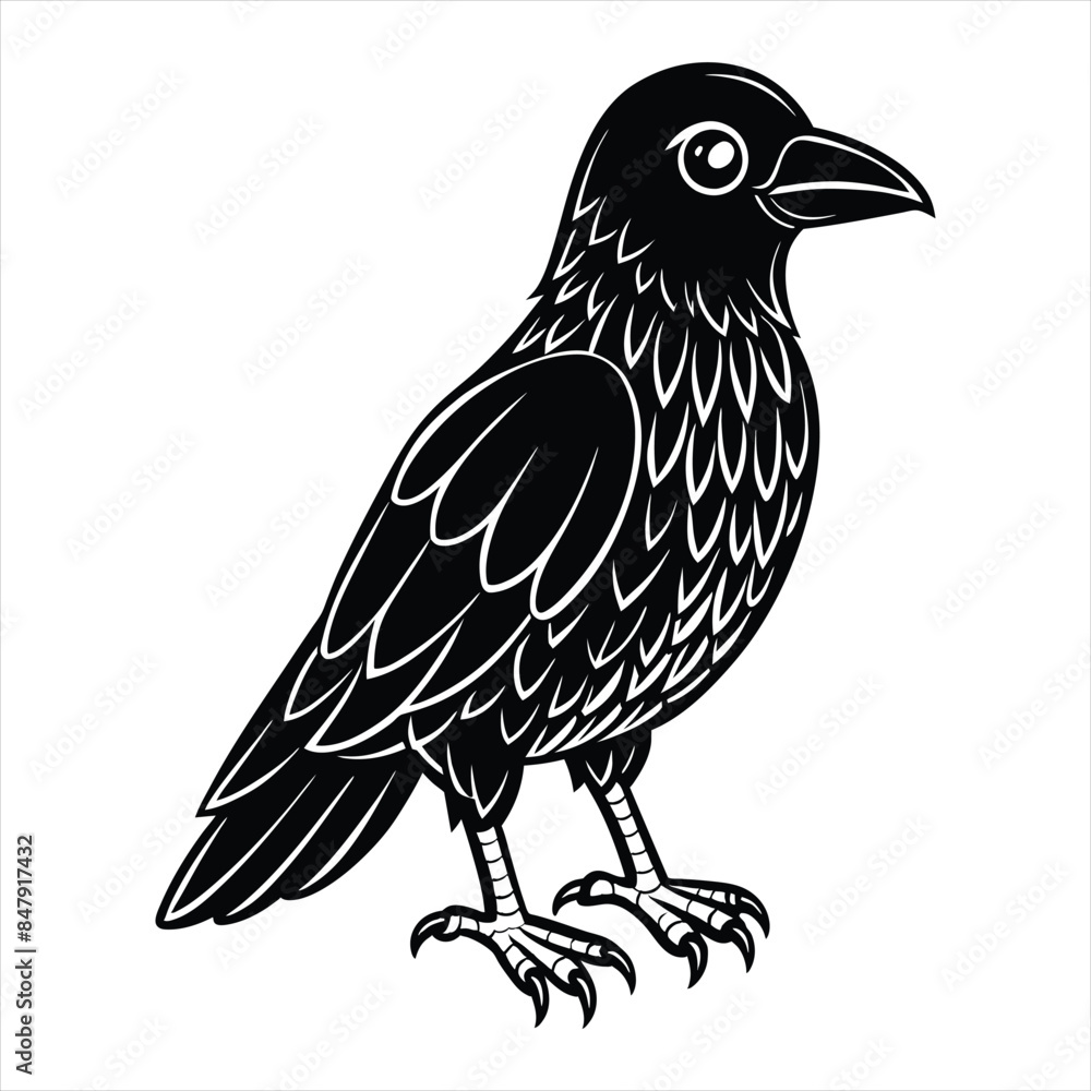 Fototapeta premium educational coloring pages for kids,crow coloring page animal drawings crow coloring pages ,vector . AI GENERATED