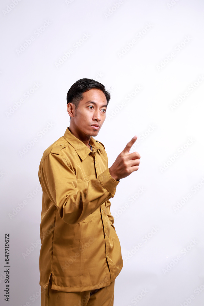 Mad boss at his employee concept. Indonesia civil servant angry and yelling someone Mad boss at his employee concept. Indonesia civil servant angry and yelling someone