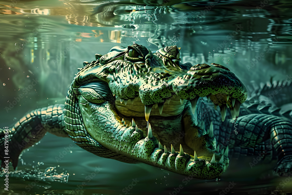 Fototapeta premium The Crocodile A Predator in the Water