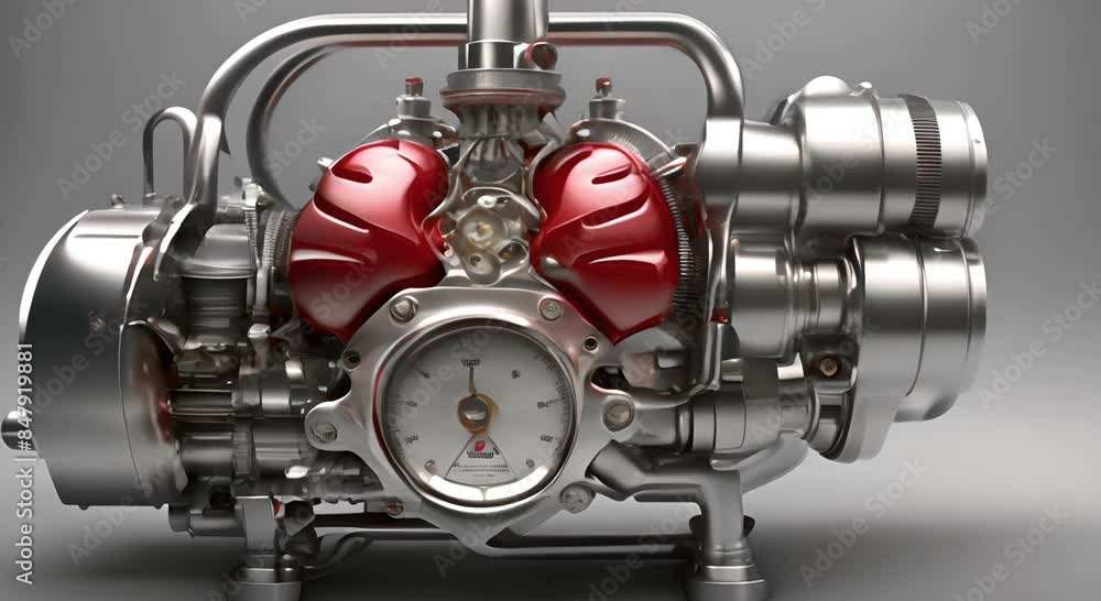 Anatomical heart machine with pressure gauge and pipes isolated on gray background Anatomical heart machine with pressure gauge and pipes isolated on gray background
