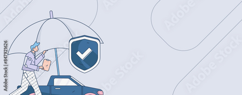 Buy insurance for car flat character vector concept operation illustration
