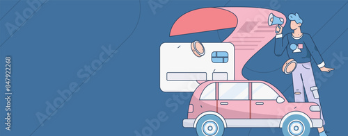 Buy insurance for car flat character vector concept operation illustration
