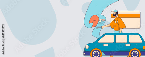 Buy insurance for car flat character vector concept operation illustration
