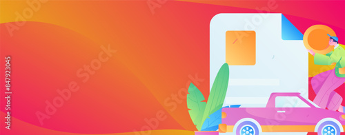 Buy insurance for car flat character vector concept operation illustration
