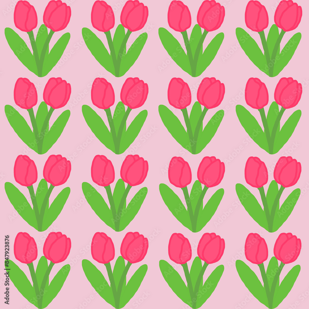 Pink seamless pattern with tulips Pink seamless pattern with tulips