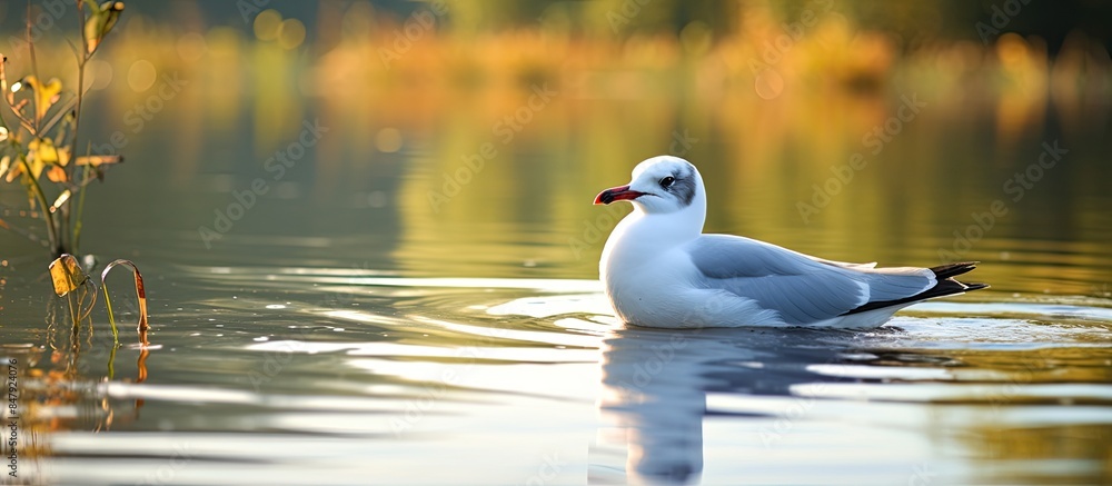 Common gull on water. Creative banner. Copyspace image Common gull on water. Creative banner. Copyspace image
