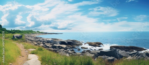 Cliffside Ocean View. Creative banner. Copyspace image