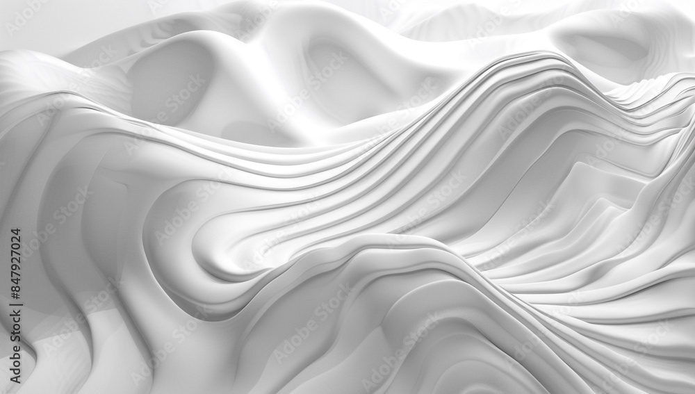 Obraz premium Minimalist white backdrop with wavy lines, perfect for modern presentations or wallpapers.