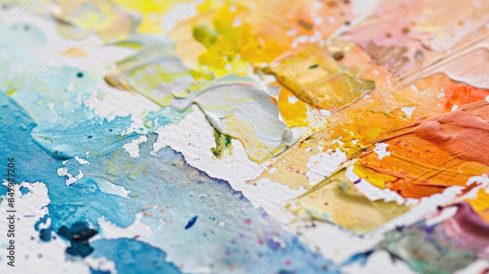 Naklejka premium Colorful abstract painting with bright, varied hues and textured brush strokes