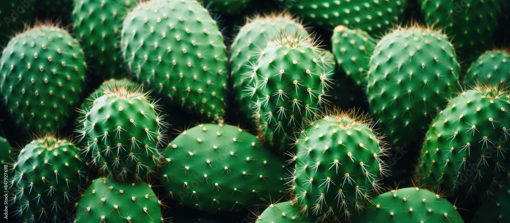 Green Cactus closeup. Creative banner. Copyspace image Green Cactus closeup. Creative banner. Copyspace image