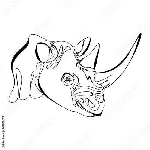 One line silhouette design of rhino. hand drawn minimalistic style vector illustration. Wildlife an wild animal concept. Logo