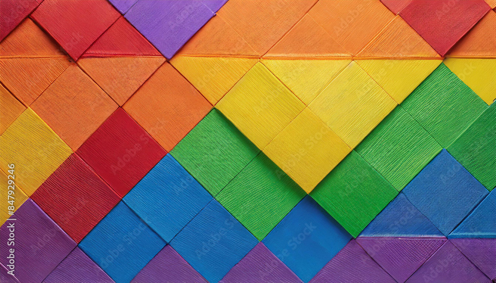 abstract rainbow background of squares, geometric shapes arranged symmetrically to each other, colors of the LGBT flag, summer bright wallpaper texture abstract rainbow background of squares, geometric shapes arranged symmetrically to each other, colors of the LGBT flag, summer bright wallpaper texture