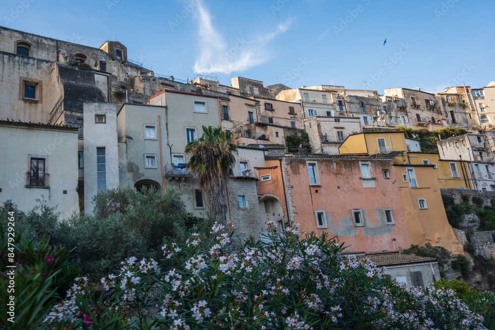 Obraz premium Ragusa Ibla old italian Sicilian ancient medieval little town at sunset sicily Italy 