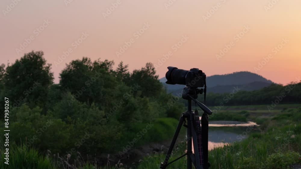 一眼カメラ シルエット イメージ 夕焼け空 風景 一眼カメラ シルエット イメージ 夕焼け空 風景