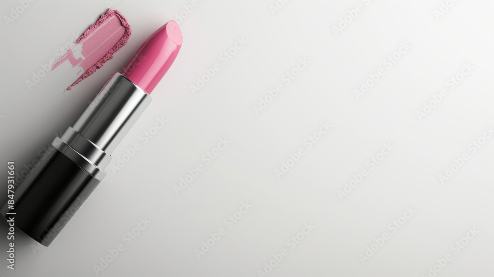 Pink lipstick isolated on white background with swatch Pink lipstick isolated on white background with swatch