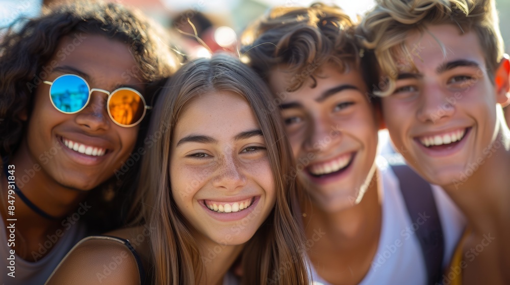 Fototapeta premium happy students for Spring break 
