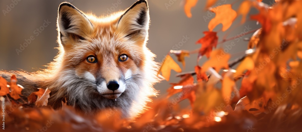Red fox portrait in autumn. Creative banner. Copyspace image Red fox portrait in autumn. Creative banner. Copyspace image