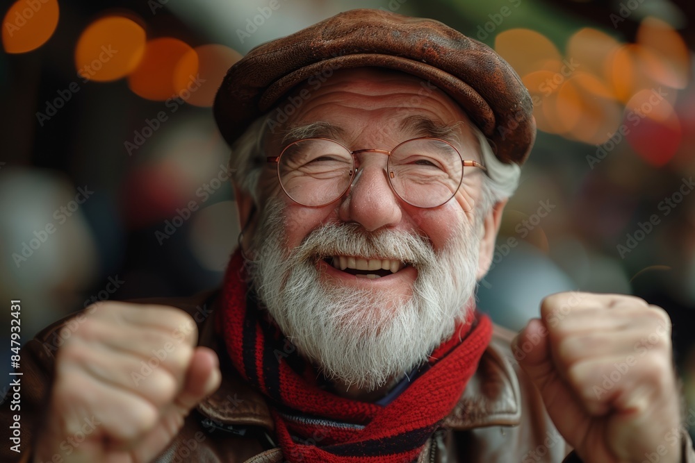 a happy pensioner has received his pension