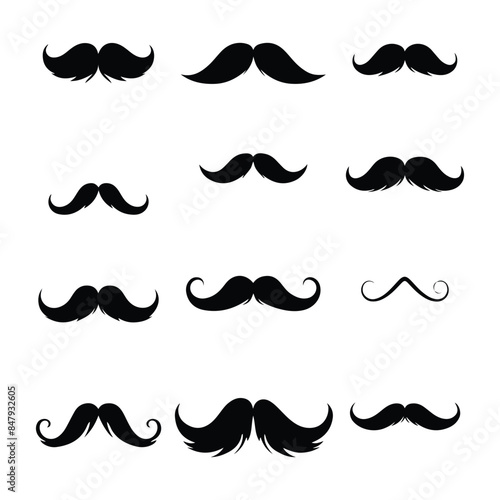 Mustache  silhouette, Mustache vector icons silhouette