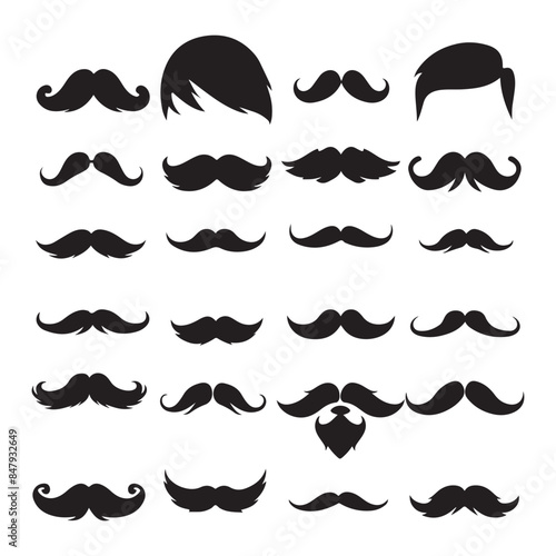 Mustache  silhouette, Mustache vector icons silhouette