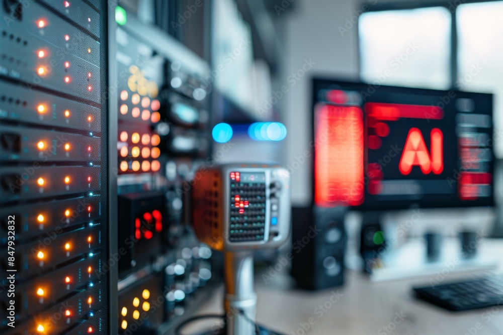 High tech control room with AI monitoring systems, showcasing advanced data analysis and AI integration in modern facilities. High tech control room with AI monitoring systems, showcasing advanced data analysis and AI integration in modern facilities.