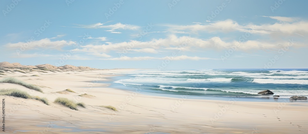 Beach and seascapes with water and dunes. Creative banner. Copyspace image