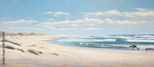Obraz na płótnie Beach and seascapes with water and dunes. Creative banner. Copyspace image w salonie