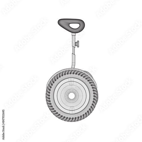 Contour Gyroscooter vector illustration. Cartoon isolated personal electric smart transport, modern eco vehicle with battery and two wheels for city ride and mobility. 3D.