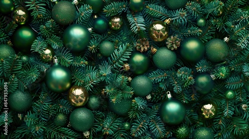A background of shiny green Christmas.