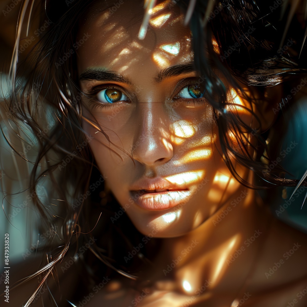 indian woman, realistic, stunning use of shadows, in the style of crisp lines and forms, textured skin indian woman, realistic, stunning use of shadows, in the style of crisp lines and forms, textured skin