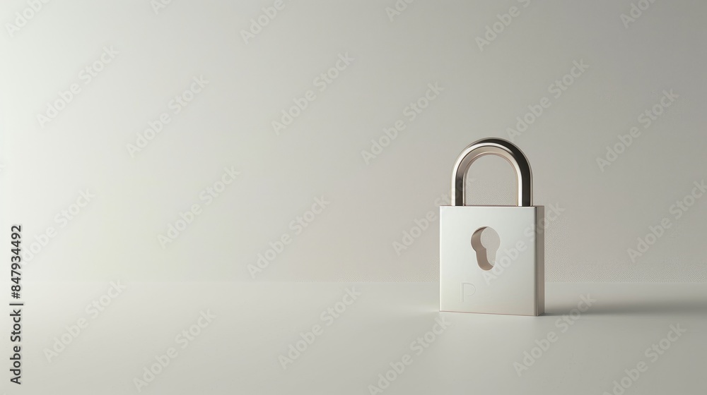 Small secure design against empty white backdrop with room for text Small secure design against empty white backdrop with room for text