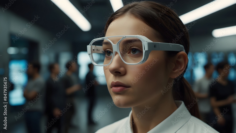 A futuristic society where everyone wears glasses that augment reality, and explore the consequences ai-generated A futuristic society where everyone wears glasses that augment reality, and explore the consequences ai-generated