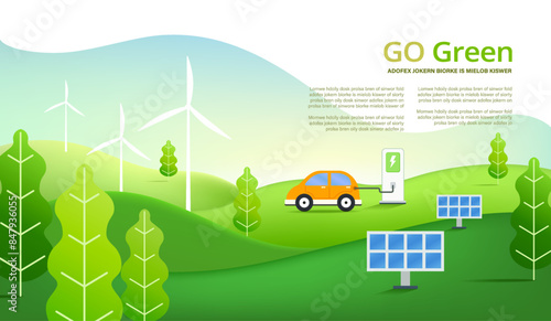 Image of Environmental sustainability vector poster editable social media post about go green concept, save the earth, earth day, recycle illustration, zero waste, .and environmental protection